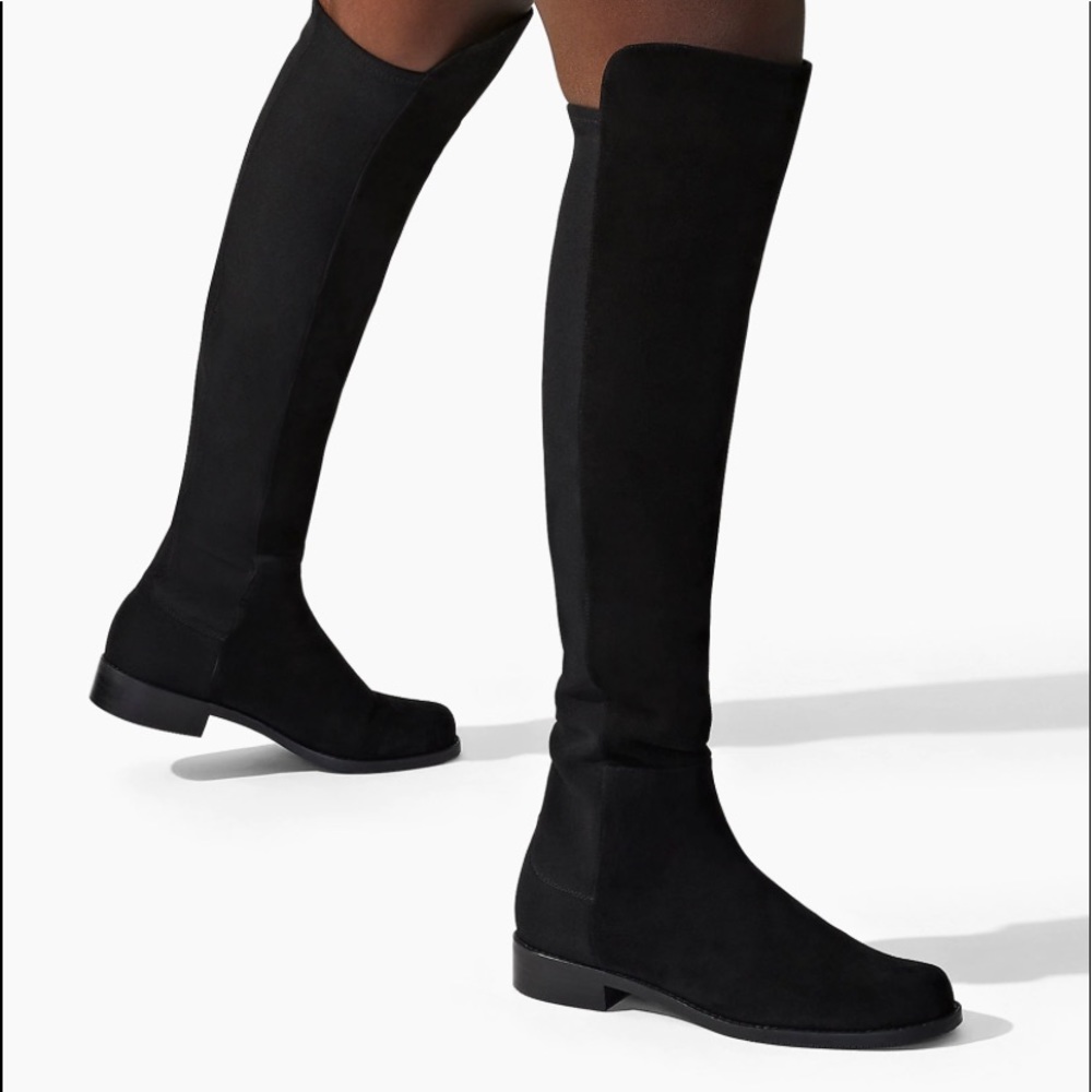 Stuart Weitzman 5050 Over The Knee Boot Black Suede Stretch Classic Sz 9.5